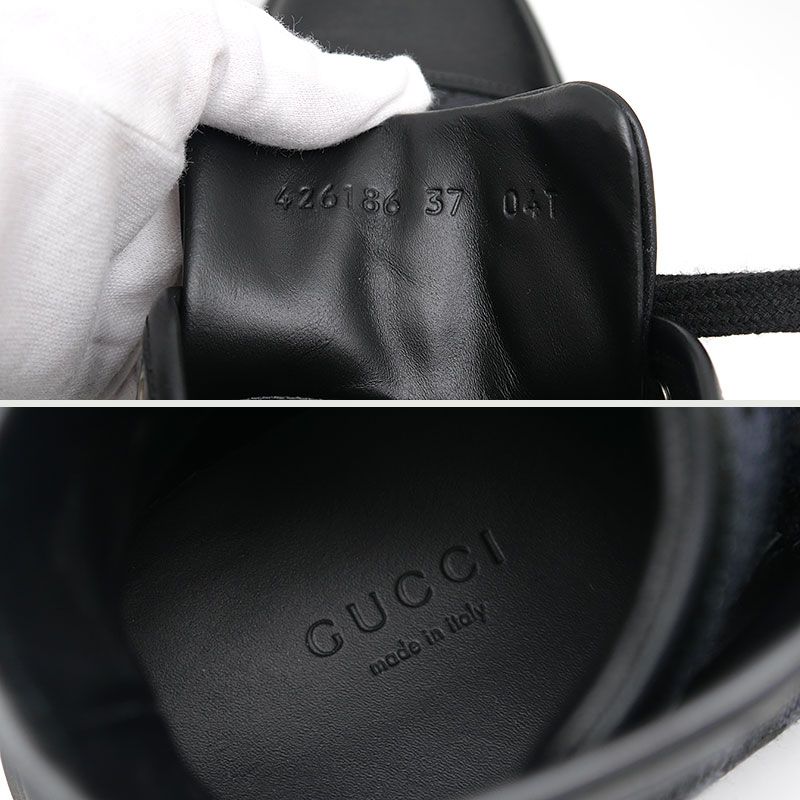 Gucci High Cut Sneakers 426186 Size 37 GG Canvas Black