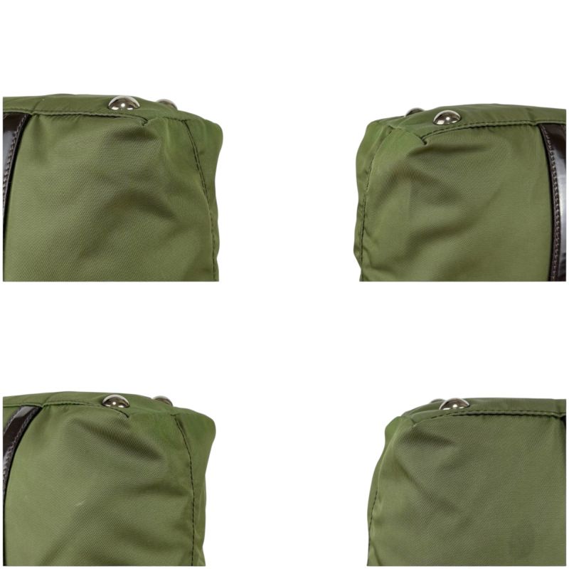 Prada 2WAY Mini Tote Shoulder Bag Triangle Logo Tessuto Nylon Khaki Green