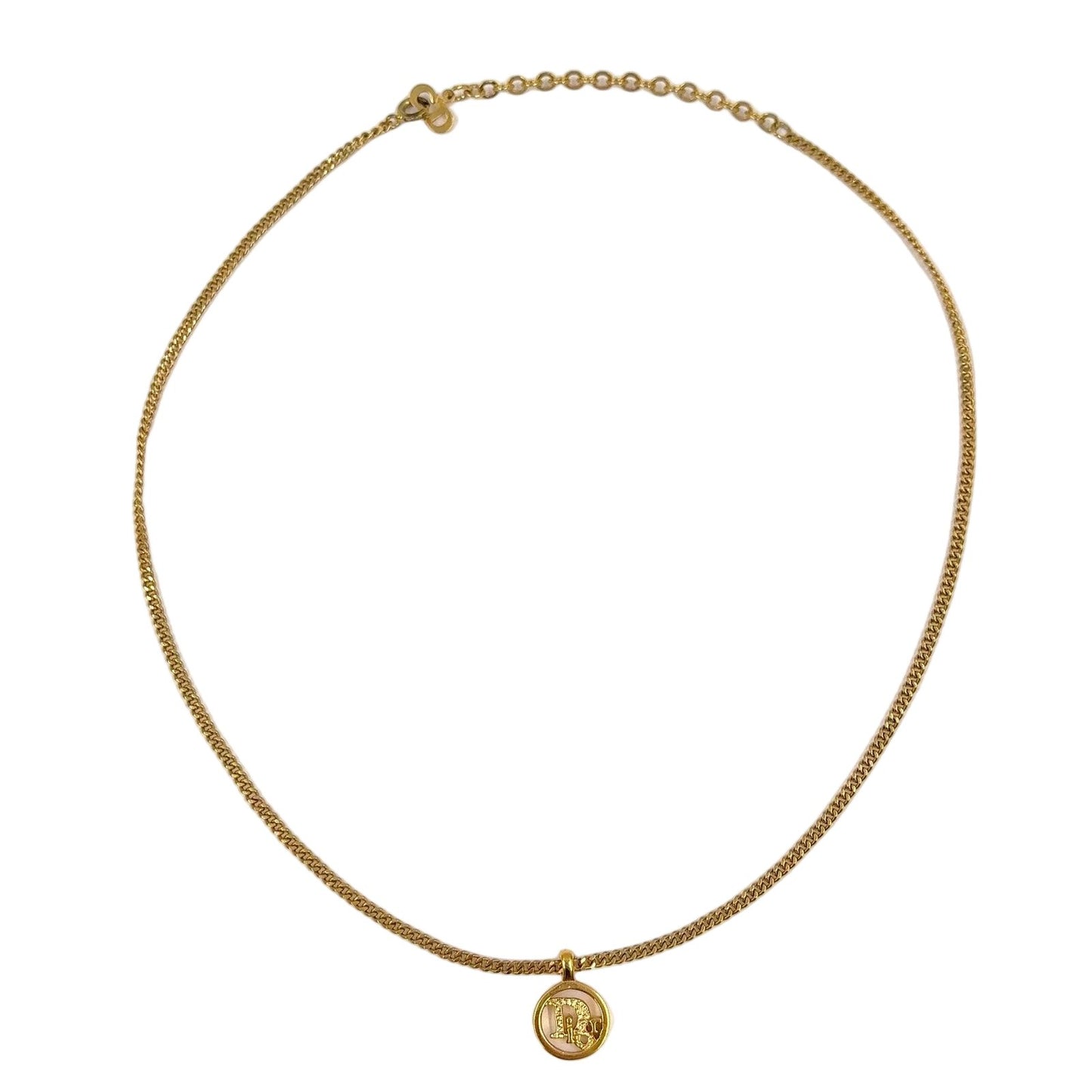 Dior CD Logo Circle Gold Plated Necklace