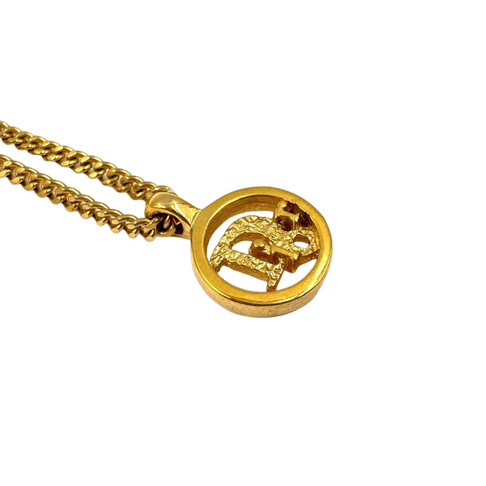 Dior CD Logo Circle Gold Plated Necklace — view 2