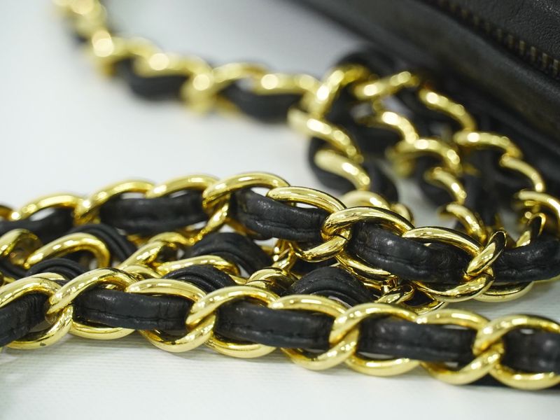 Authentic Chanel Coco Mark Matelasse Tassel Chain Shoulder Bag Lambskin Leather