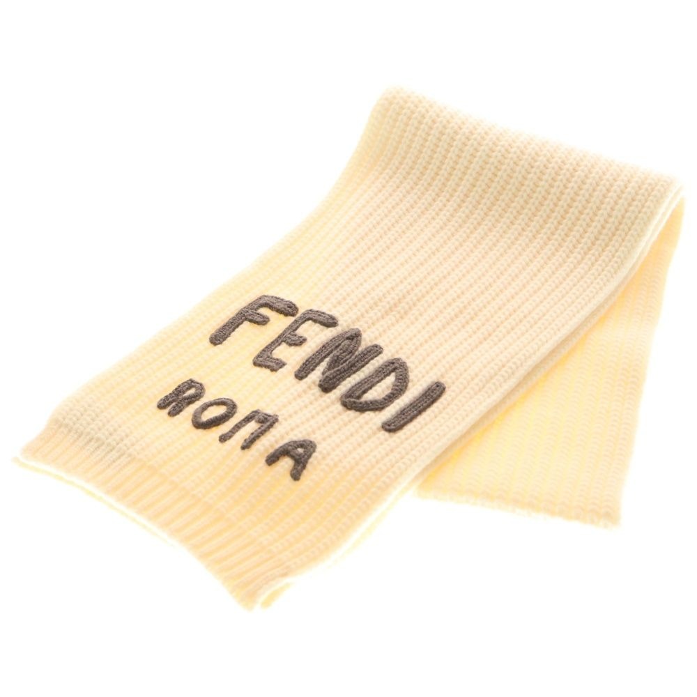 Fendi Logo Knit Scarf Ivory