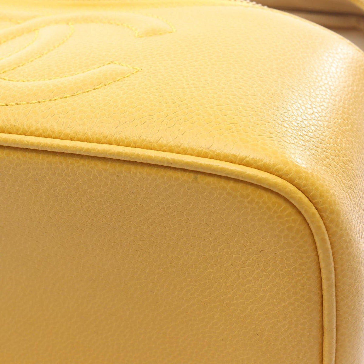 Chanel Handbag CC Logo Yellow Leather Side — view 12