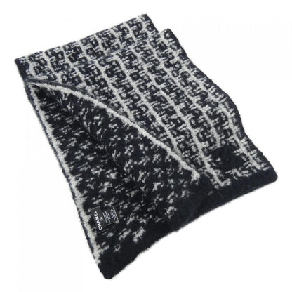 Chanel Scarf Silk Cashmere Black Gray