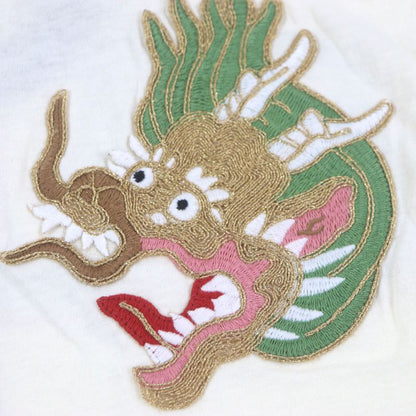 Gucci 476035 Vintage Finish UFO Dragon Embroidery Print Short Sleeve White XS