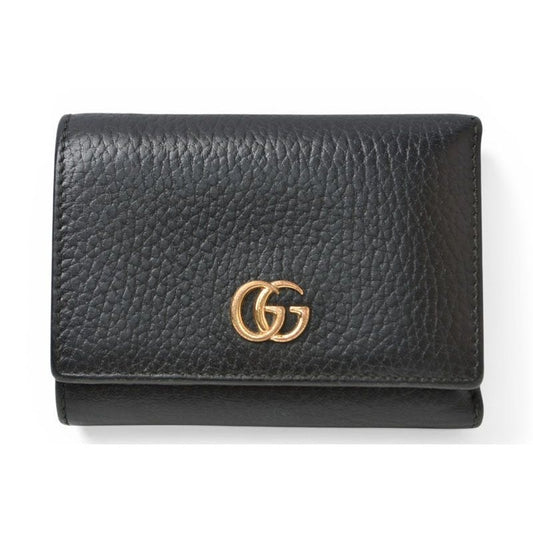 Gucci Mini Wallet Trifold Fold Petite Marmont Petit Black