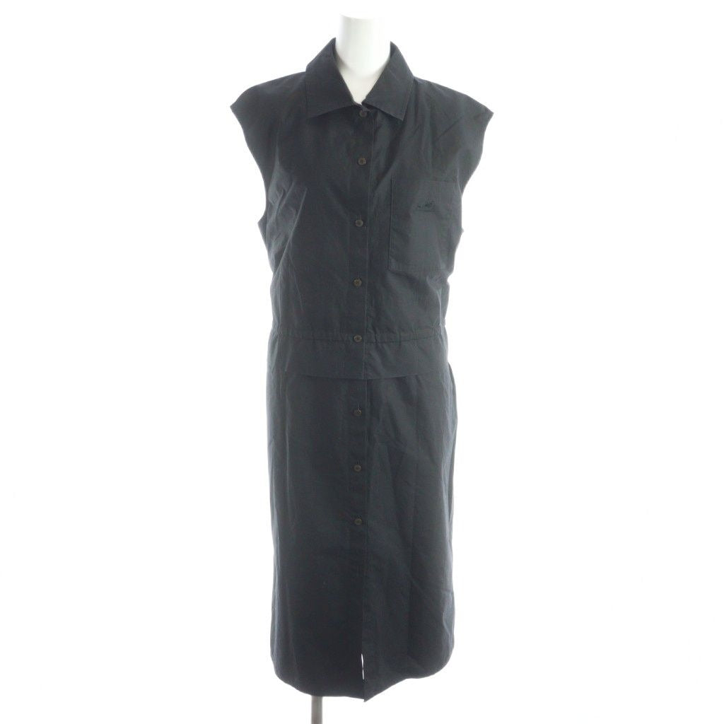 Hermes Gaultier Era Shirt Dress Sleeveless Long Logo Embroidery Layered 40