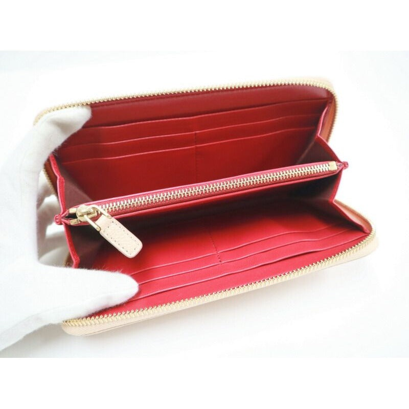 Bvlgari Round Zip Wallet Leather Pink Beige — view 4