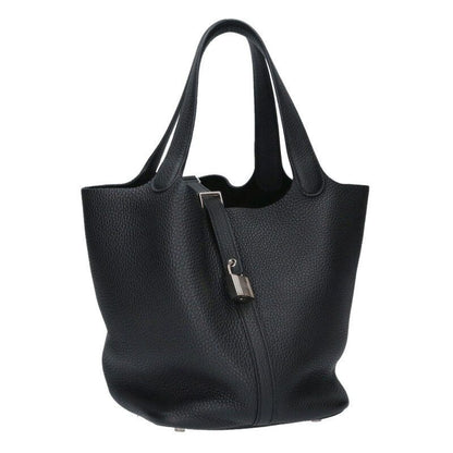 Hermes Picotin MM Taurillon Clemence Leather Handbag Black
