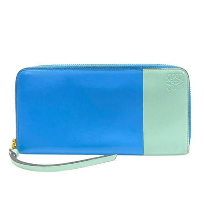 Loewe Wallet Long Round Zipper Anagram Leather Sky Blue Mint