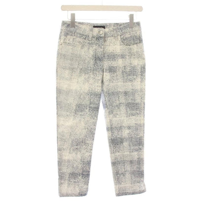 Chanel Stretch Cotton Pants Cropped 34 Blue White or Calf Pattern YM