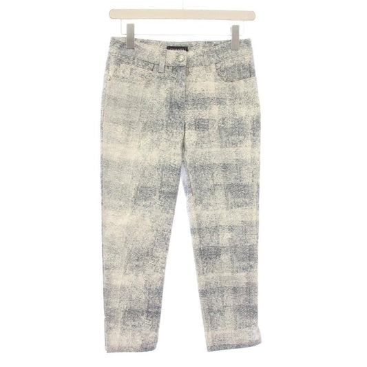 Chanel Stretch Cotton Pants Cropped 34 Blue White or Calf Pattern YM