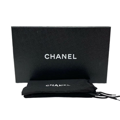 Chanel Flat Shoes Leather Fabric Silver Black Ballet Shoes Ballerina Coco Mark