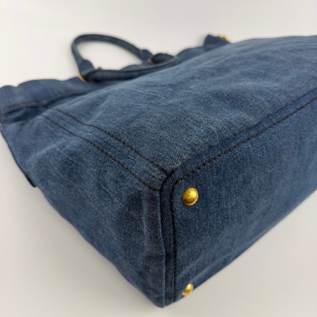 Prada Canapa Tote Shoulder Bag Denim Blue Vintage — view 10
