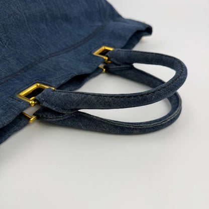 Prada Canapa Tote Shoulder Bag Denim Blue Vintage — view 12