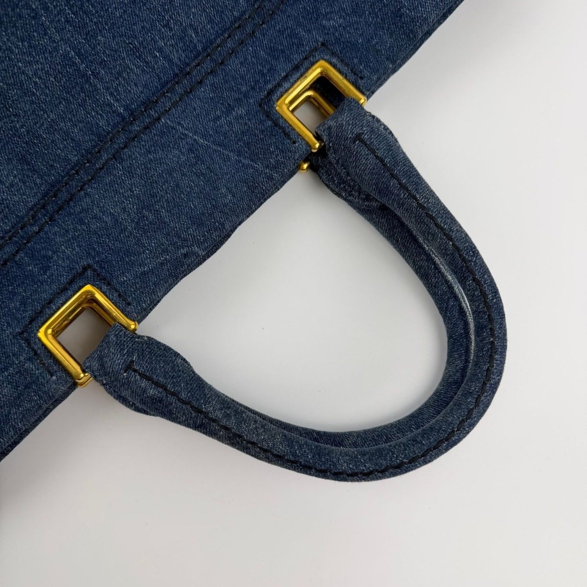 Prada Canapa Tote Shoulder Bag Denim Blue Vintage — view 13