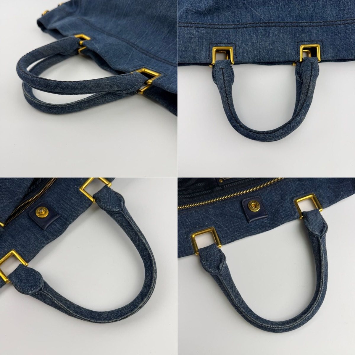 Prada Canapa Tote Shoulder Bag Denim Blue Vintage — view 14