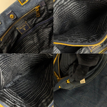 Prada Canapa Tote Shoulder Bag Denim Blue Vintage — view 16