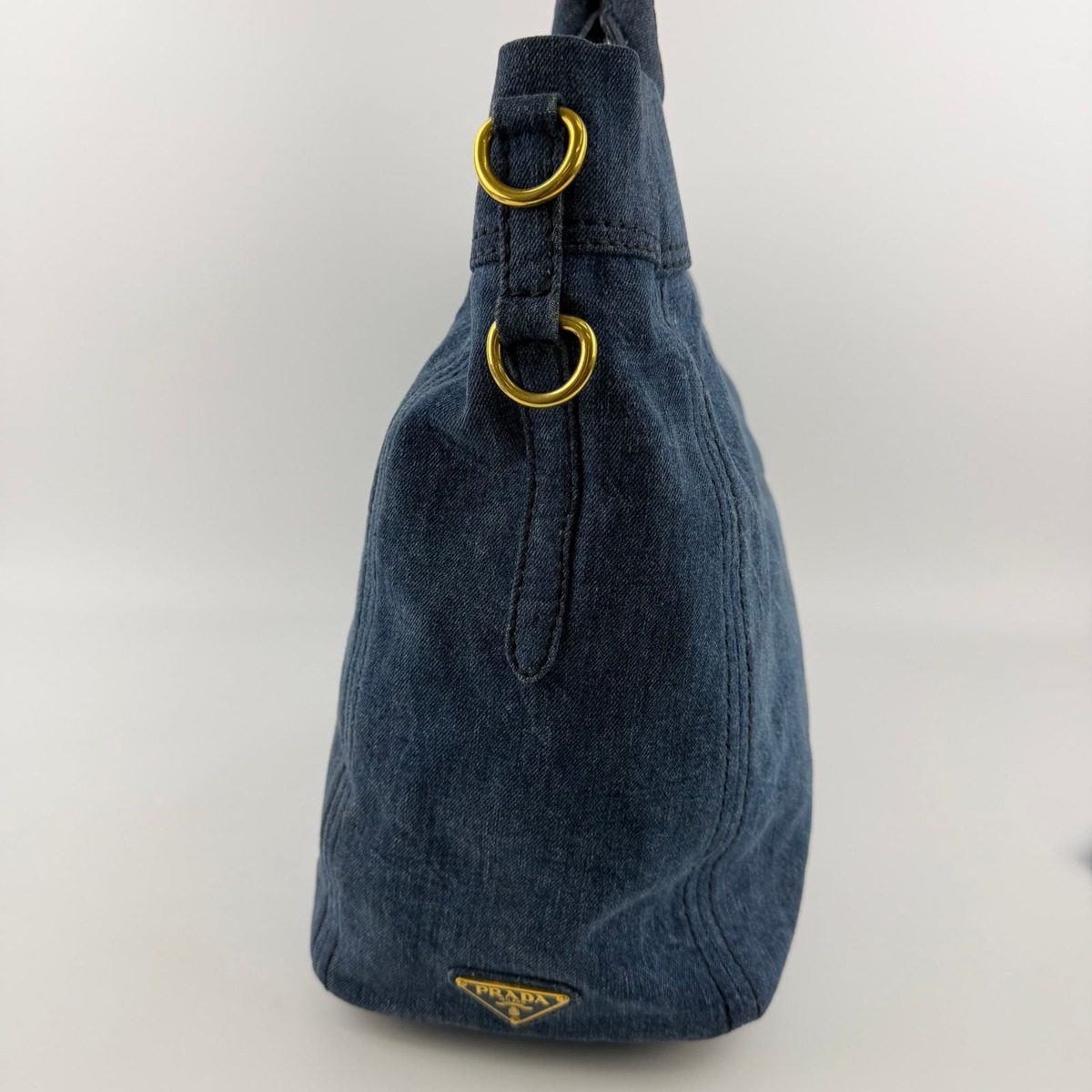 Prada Canapa Tote Shoulder Bag Denim Blue Vintage — view 6