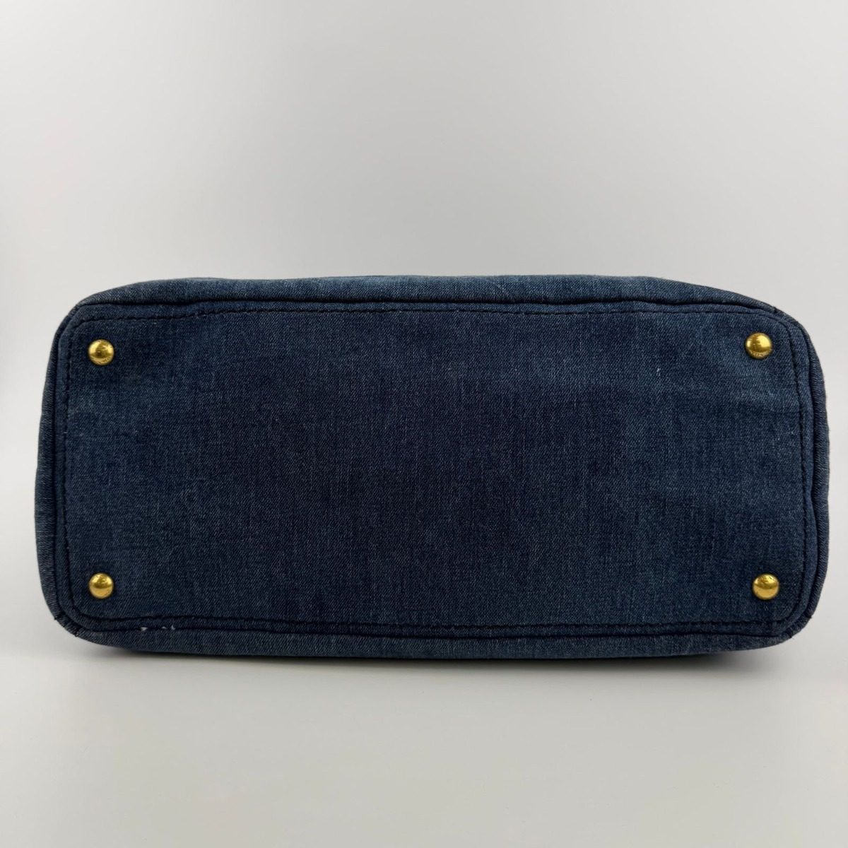 Prada Canapa Tote Shoulder Bag Denim Blue Vintage — view 7