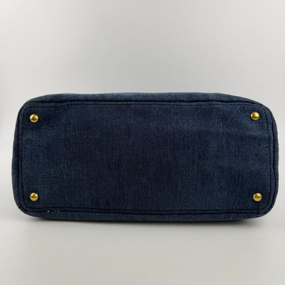 Prada Canapa Tote Shoulder Bag Denim Blue Vintage — view 7
