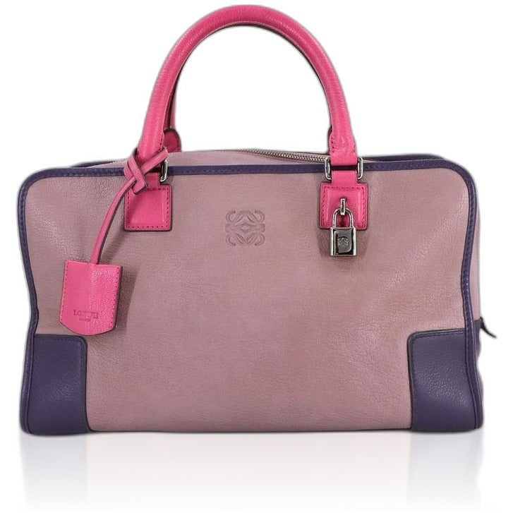 Loewe Amazona 36 Hand Bag Leather Pink Purple Silver