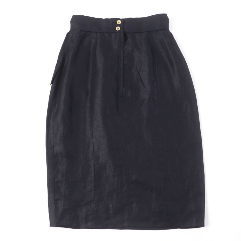 CHANEL Vintage 150466d4 A250078 100% Linen 100% Silk Lining Logo Button Tight