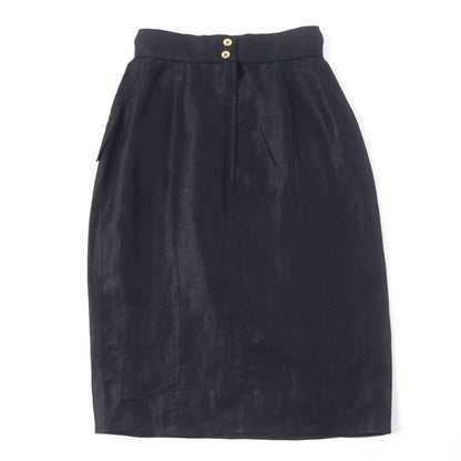 CHANEL Vintage 150466d4 A250078 100% Linen 100% Silk Lining Logo Button Tight