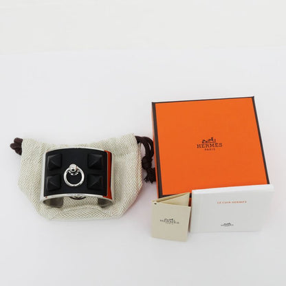 Hermes Corriedo Chien Medle Gaine Size T2 Black Silver Bracelet Bangle