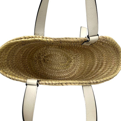 Loewe Bag Women's Brand Anagram Tote Leather Palm Leaf Basket Bag Small White