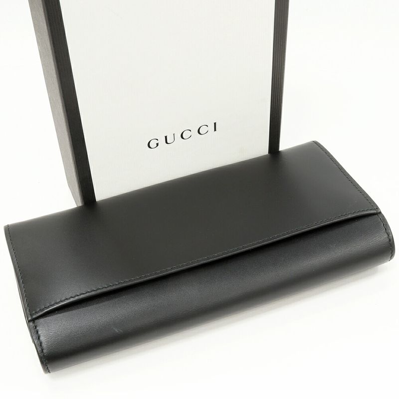Gucci Long Zipper Wallet With Coin Purse Ggguccissima Calfskin Black 408837