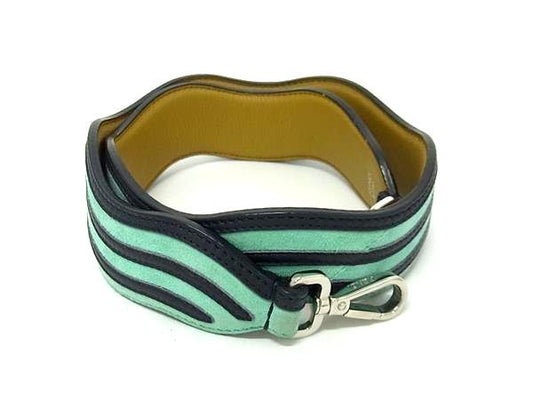 Fendi Strap You Suede And Leather Shoulder Strap For Bag Light Blue Tone And