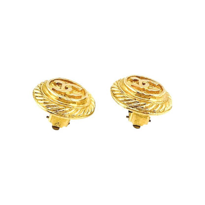 Chanel Vintage Large Earrings Coco Mark Earrings Chanel Gold