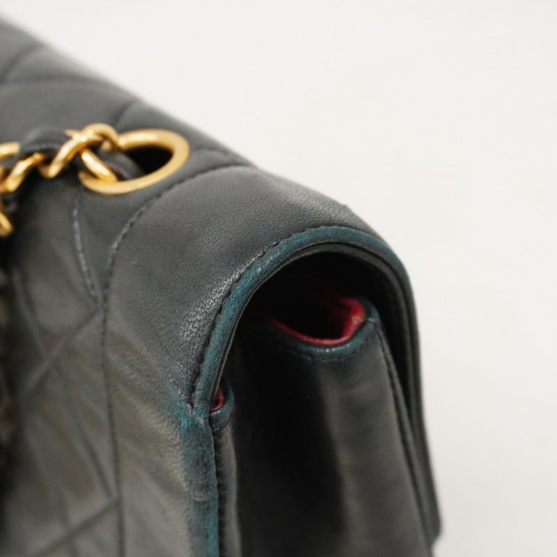 Chanel Shoulder Bag Matelasse Lambskin Black Gold Hardware Women