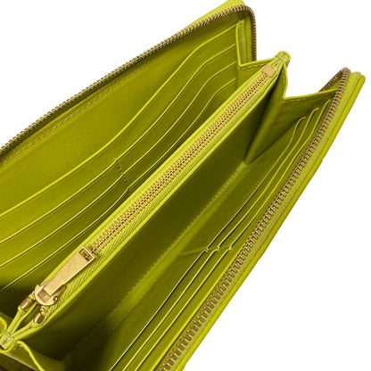 Bottega Veneta Long Wallet Cassette Zip Around Wallet Yellow Green Leather