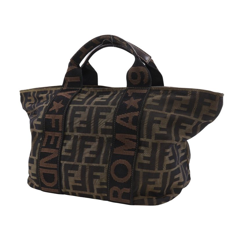 Fendi Zucca Nylon Canvas Brown Women's Handbag