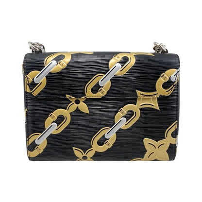 Louis Vuitton Shoulder Bag Twist MM M42454 Epi Chain Flower Print Noir Black
