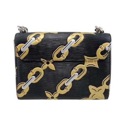 Louis Vuitton Shoulder Bag Twist MM M42454 Epi Chain Flower Print Noir Black