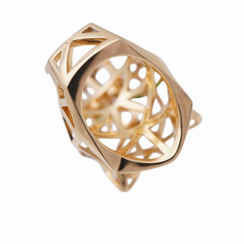 Cartier 18K Yellow Gold/onyx/tsavorite Panther De Ring N4722500 #52 Ring 750