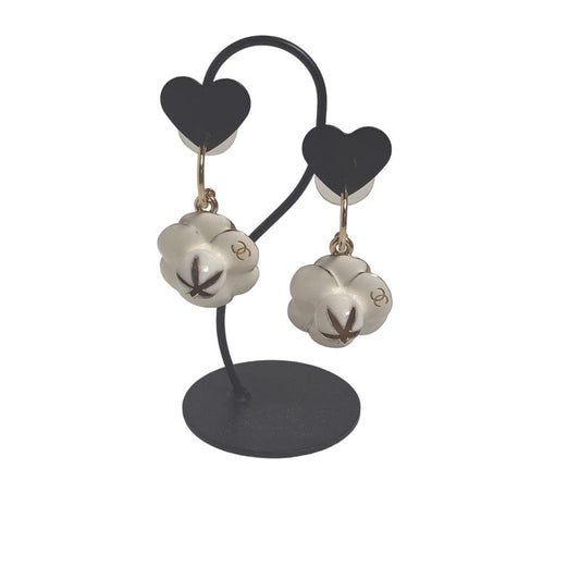 Chanel Coco Mark 02P Large Shaking Hoop Earrings Camellia Earrings Chanel