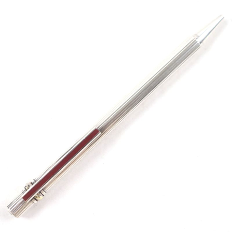  Cartier Trinity Striped Logo Engraved Twist Ballpoint Pen Silver