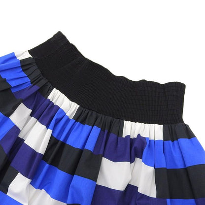 Prada Current Blue Tag Stretch Cotton Mosaic Pattern Knee Length Flared Skirt