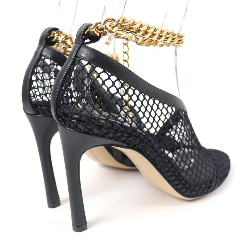 Bottega Veneta Chain Trim Mesh Pumps Black Gold Hardware 37 With