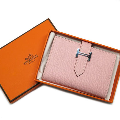 Hermes Bearn Card Case V-epson Mauvepere Silver-hardware Leather