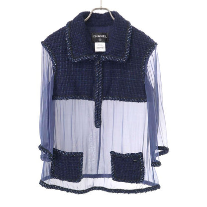 Chanel Tweed Sheer Combination Half Zip Blouse Shirt and Dress Setup P45591w0525