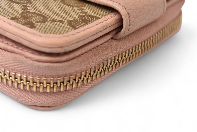 Gucci Wallet Fold Gucci Fold Wallet GG Canvas GG Beige Pink 346056