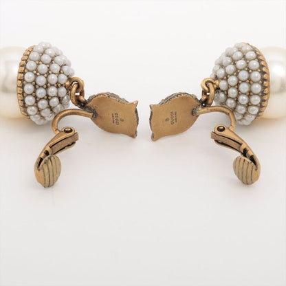 Gucci Taiga Head Earrings In GP And Faux Pearl Gold Made In Italy