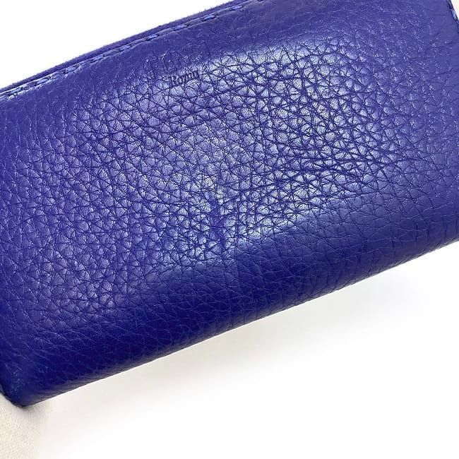 Fendi Round Zipper Long Wallet Blue Selleria Wallet Leather Preowned