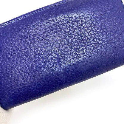 Fendi Round Zipper Long Wallet Blue Selleria Wallet Leather Preowned