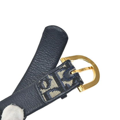 Christian DIOR Belt Logo Canvas Leather 65 Navy 69bs267